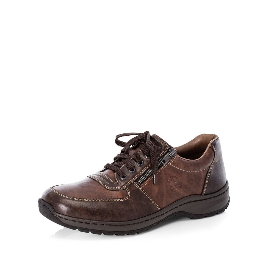 Men'S Styles | Rieker Riekerextra Wide Toffee Lace Up With Zip 03329-25