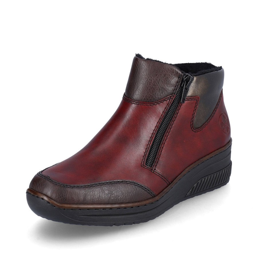 Ankle Boots & Hikers | Rieker Rieker Ankle Boot With Double Zip 48754-35 Wine