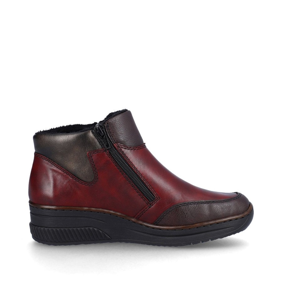 Ankle Boots & Hikers | Rieker Rieker Ankle Boot With Double Zip 48754-35 Wine