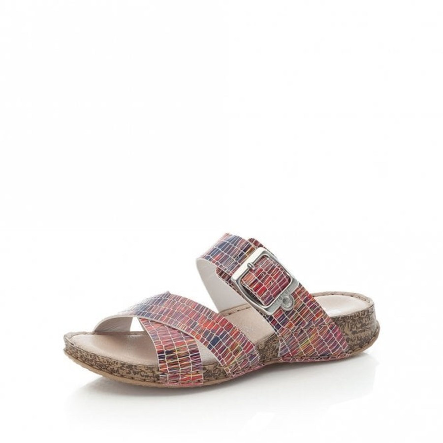 Sandals And Toe-Posts | Rieker Rieker Mule Sandal 61198-90 Red Combi