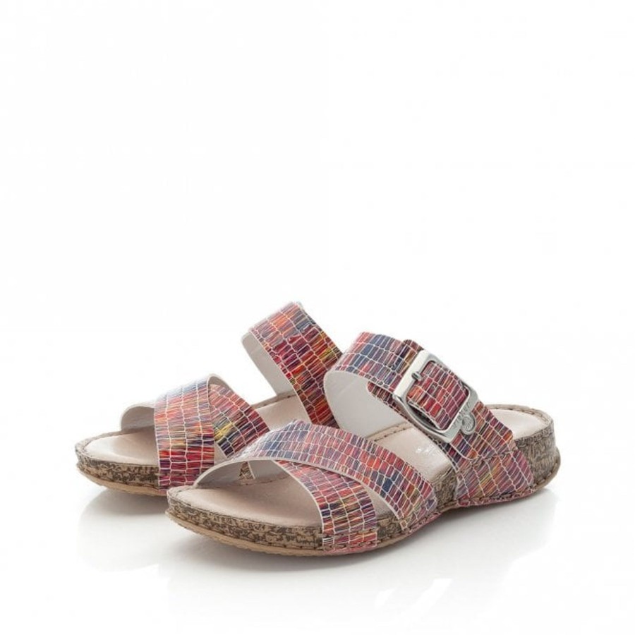 Sandals And Toe-Posts | Rieker Rieker Mule Sandal 61198-90 Red Combi