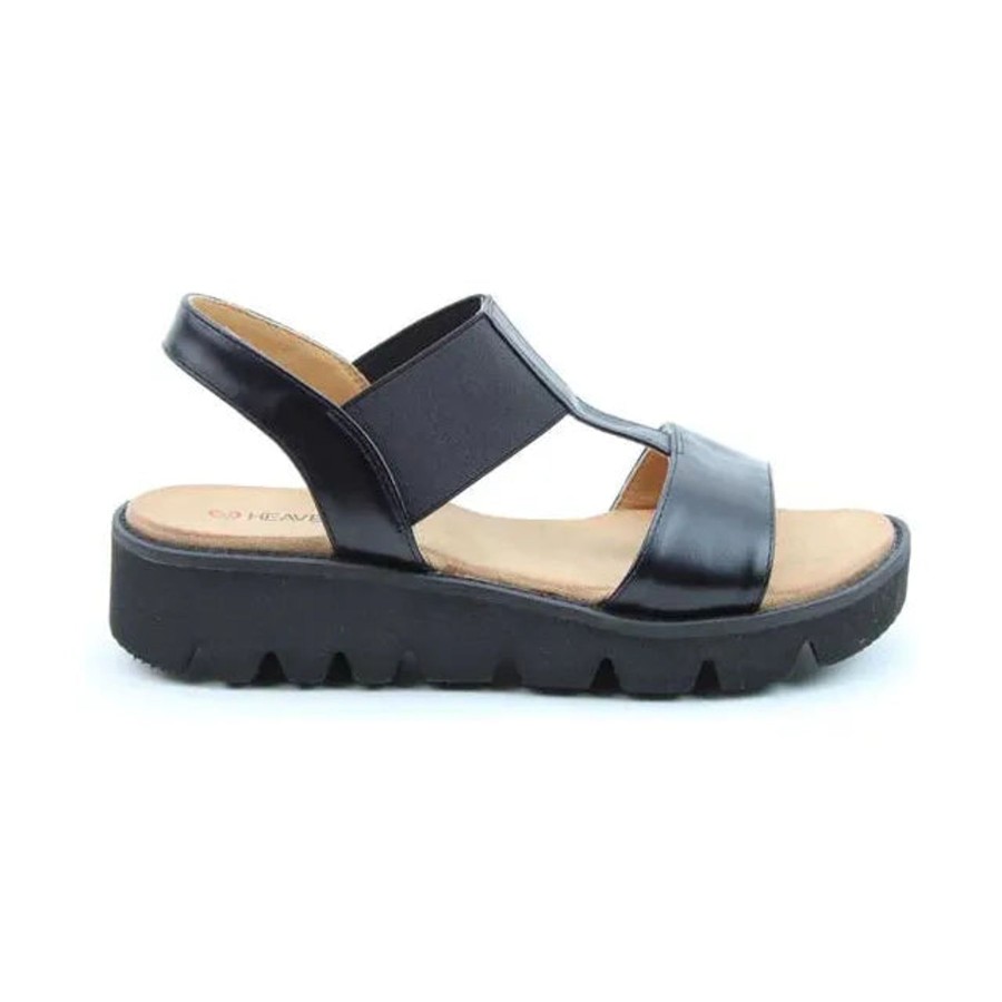 Sandals And Toe-Posts | Heavenly Feet Heavenly Feet Sandal With Wedge Ritz Black