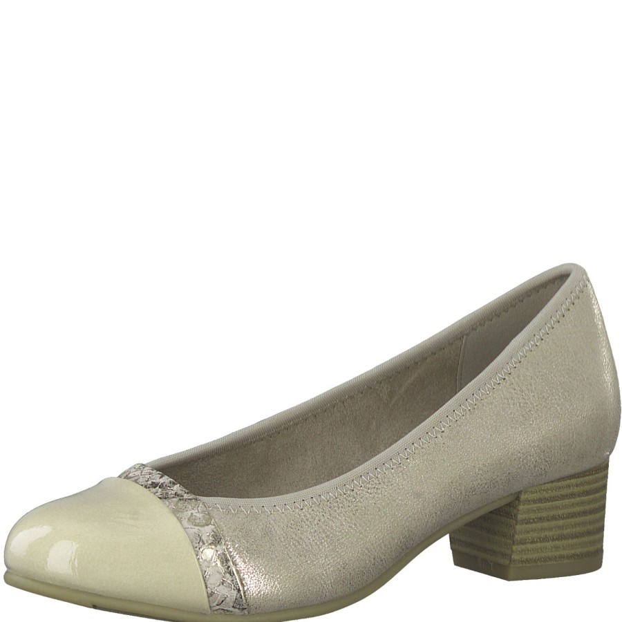 Shoes And Trainers | Jana Jana Classic Court Shoe In Wide Fitting Gold 22366-929