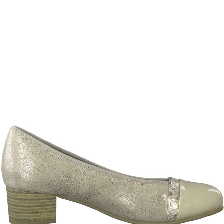 Shoes And Trainers | Jana Jana Classic Court Shoe In Wide Fitting Gold 22366-929