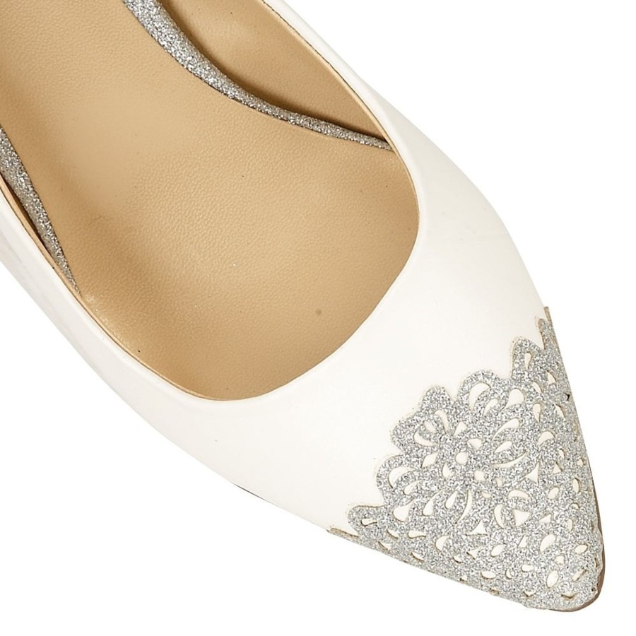 Wedding And Party Wear | Lotus Lotus Sling-Back Court Shoes Arlindwhite & Silver Glitz