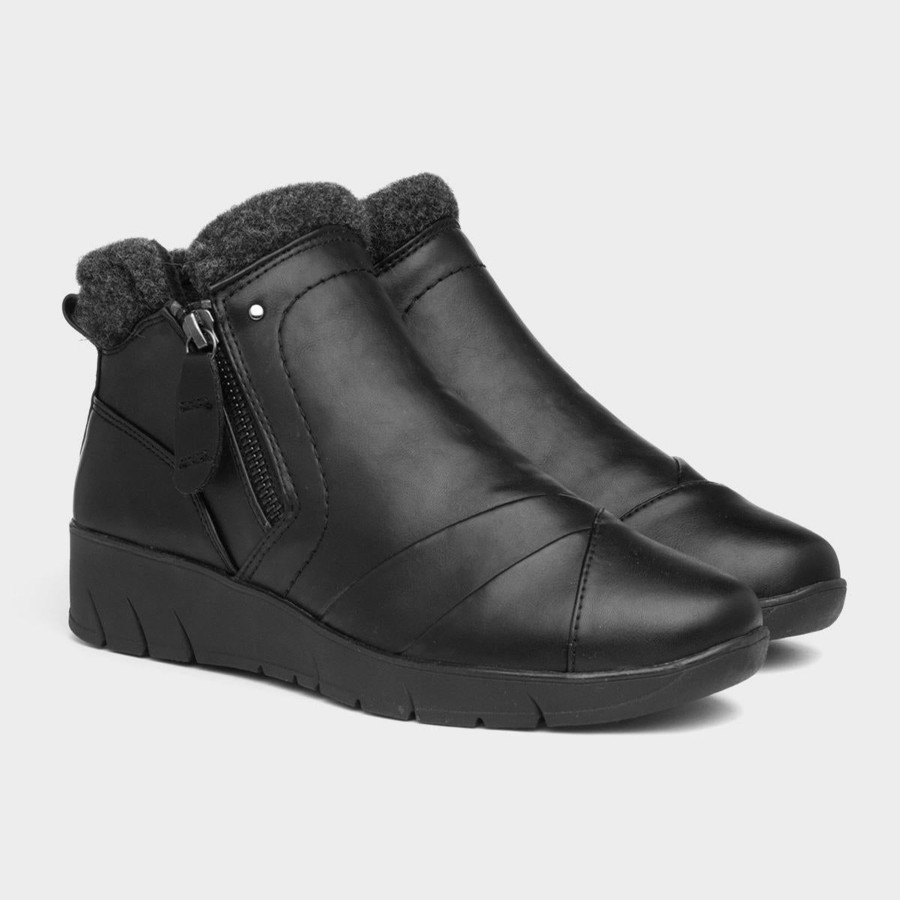 Ankle Boots & Hikers | Jana Jana Ankle Boot Leather With Zip 26461 Black