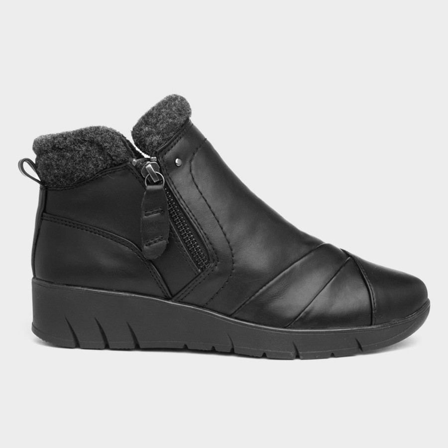 Ankle Boots & Hikers | Jana Jana Ankle Boot Leather With Zip 26461 Black