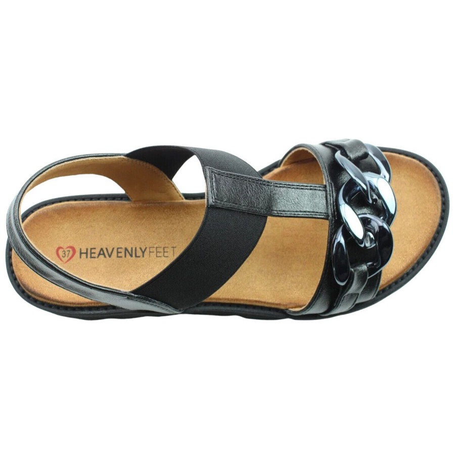 Ladies Styles | Heavenly Feet Heavenly Feet Lulu Black Vegan Friendly Chunky Sole Sandal