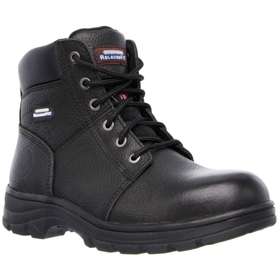 Men'S Boots | Skechers Skechers Men'S Boot Relaxed Fit Workshire St Lace Upblack 77009Ecblk