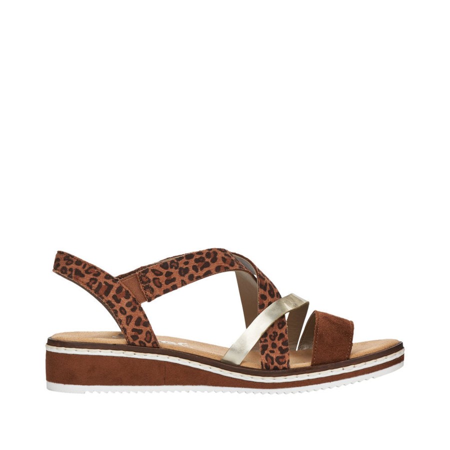 Ladies Styles | Rieker Rieker Wedge Sandal V3663-24 Brown