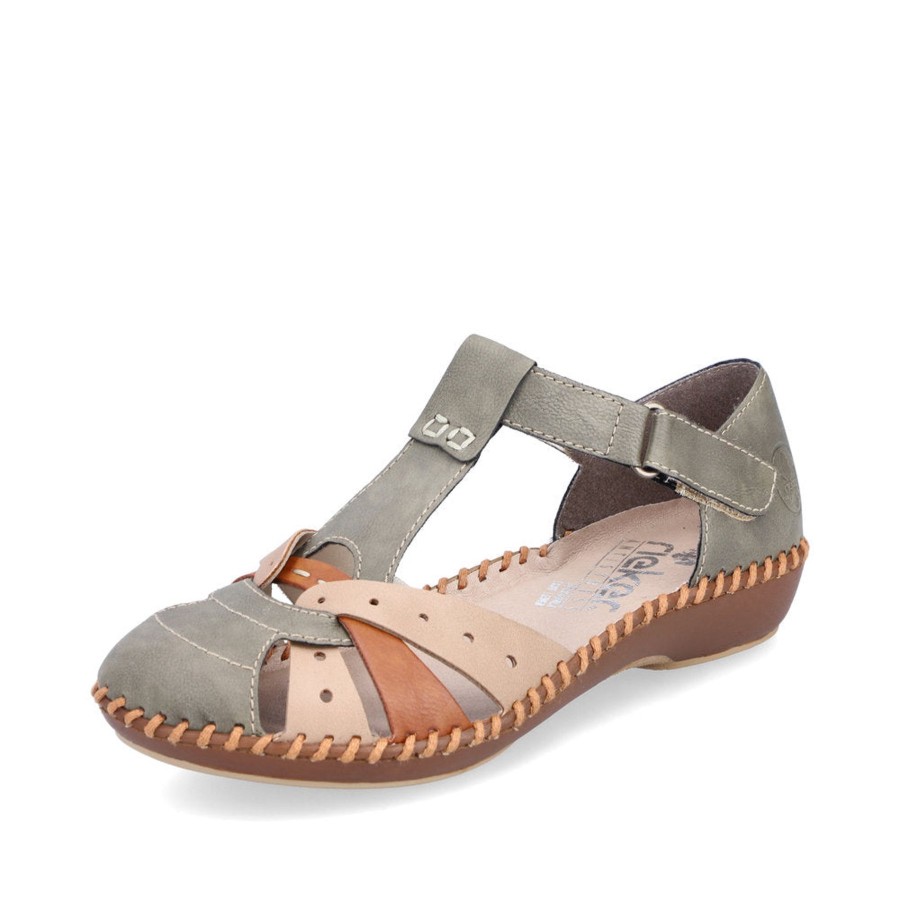 Ladies Styles | Rieker Rieker Casual Sandal Shoe M1655-54 Olive