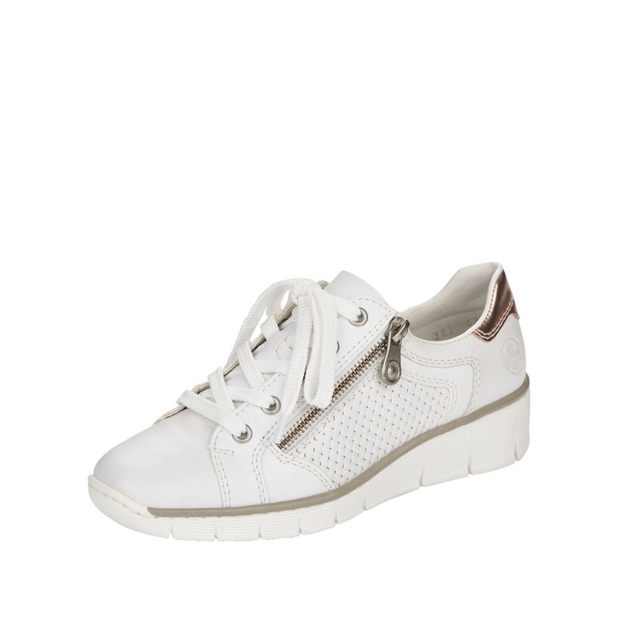 Shoes And Trainers | Rieker Rieker Trainer Shoe With Lace And Zip 53703-80 White