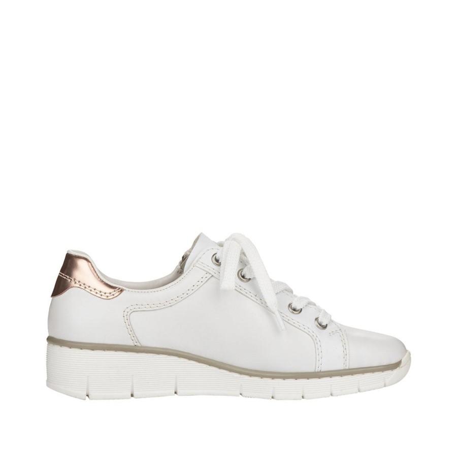 Shoes And Trainers | Rieker Rieker Trainer Shoe With Lace And Zip 53703-80 White