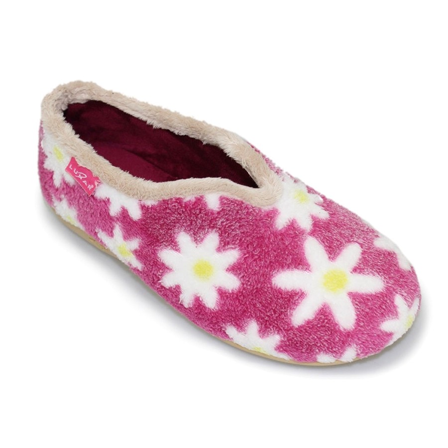 Ladies Slippers | Lunar Lunar Slipper Daisy Pink Flower Full Slipper