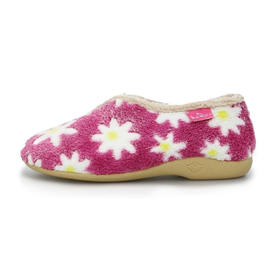 Ladies Slippers | Lunar Lunar Slipper Daisy Pink Flower Full Slipper