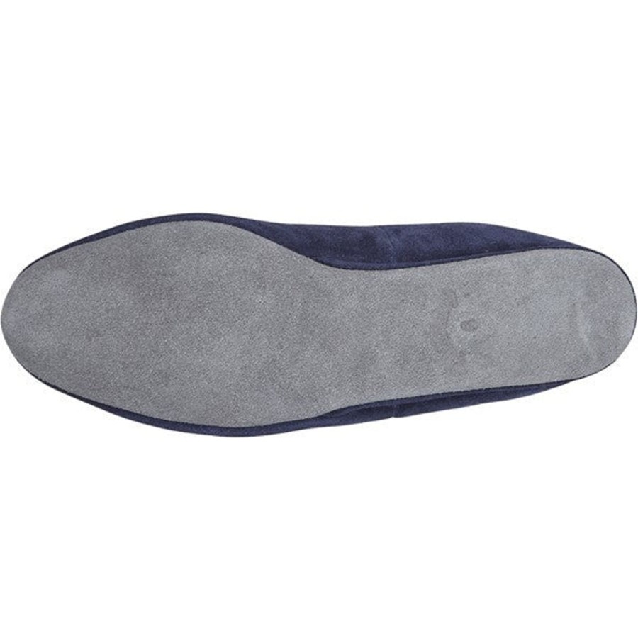 Ladies Slippers | Morlands Morlands Ladies Ayr Navy Suede Sheepskin Lined Slipper