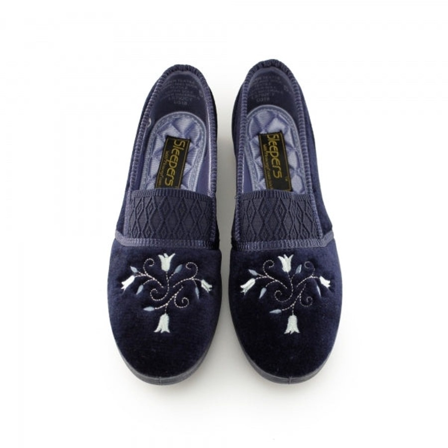 Ladies Slippers | Marlows Ladies Slipper By Sleepers Inez In Navy Ls792C