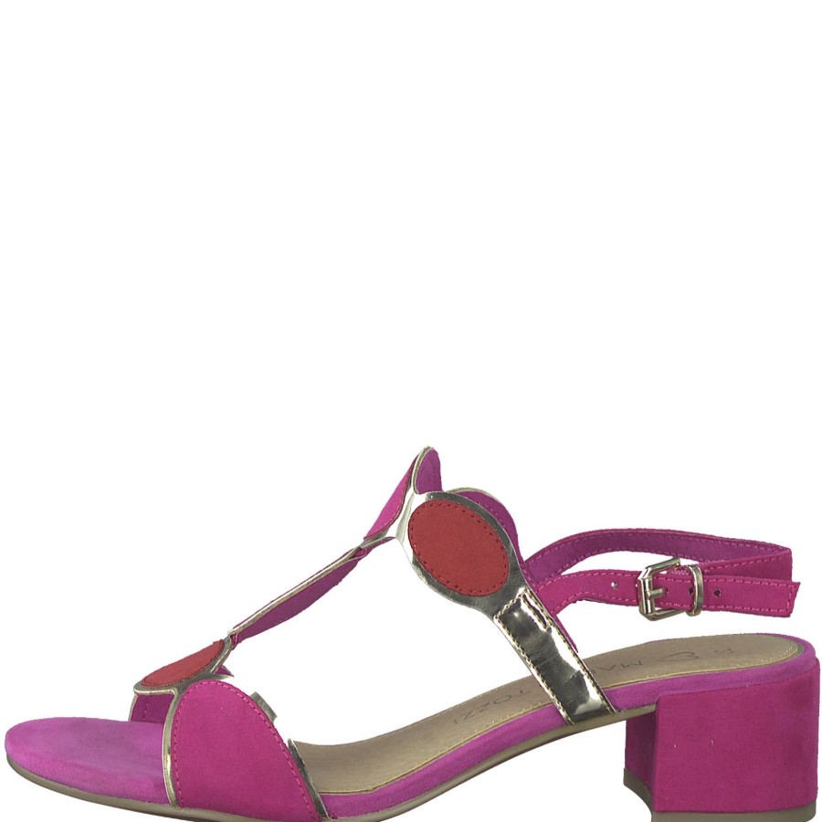 Wedding And Party Wear | Wendel Marco Tozzi 28230 Berry Combi Block Heel Sandal