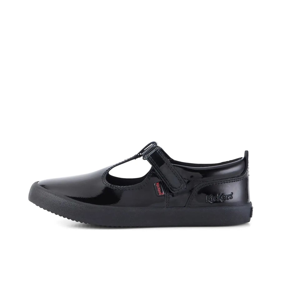 Back To School | Kickers Kickerjunior Girls Karico T Vel Black Pat Leather School Shoekarico T Vel