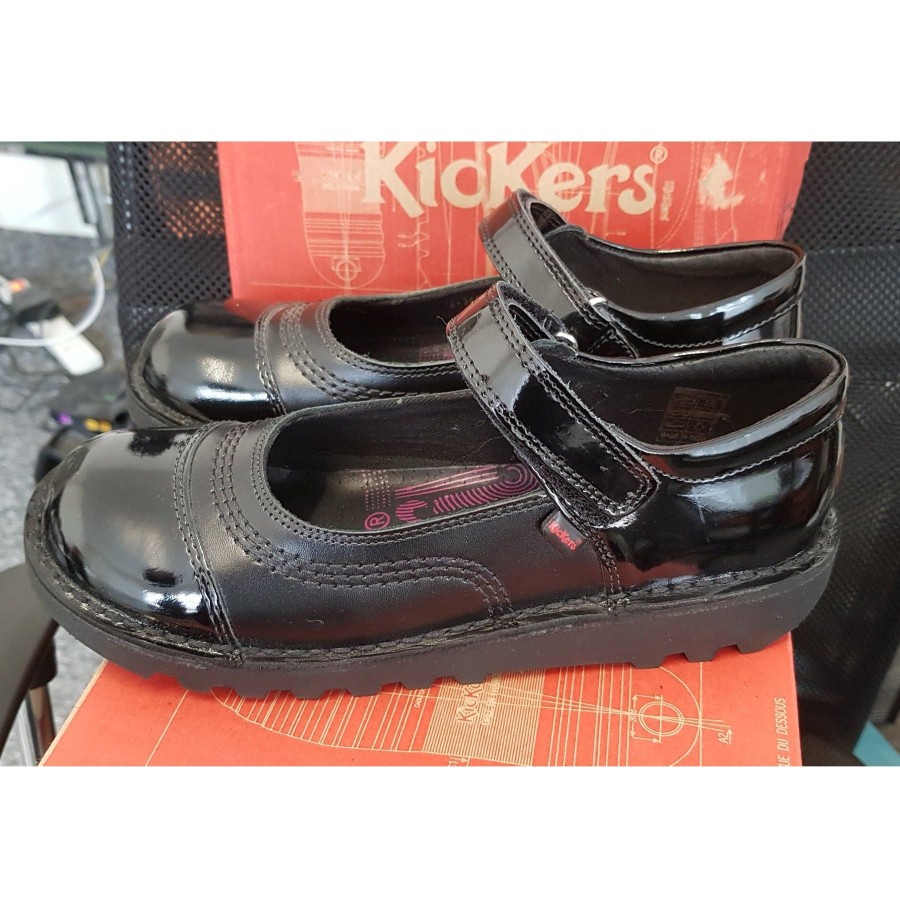 Kickers | Kickers Kickers Kick Pop Black Leather Bar Shoe