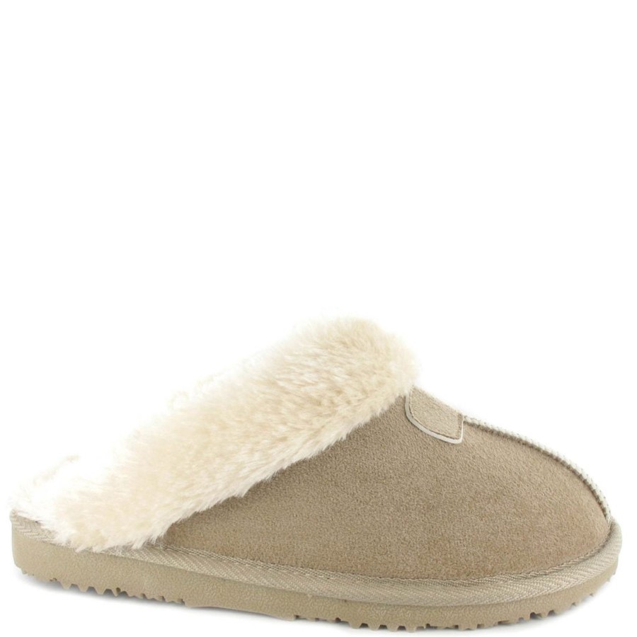 Ladies Slippers | Ella Ella Slipper Jill Beige Luxury Fur Lining And Memory Foam