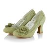 Wedding And Party Wear | Ruby Ruby Shoo Court Shoe Chrissie Pistachio With Lace And Flower Trim