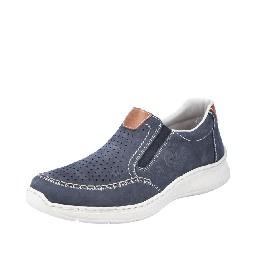 Men'S Formal And Work Shoes | Rieker Rieker Men'S Casual Slip-On Shoe 14365-14 Blue