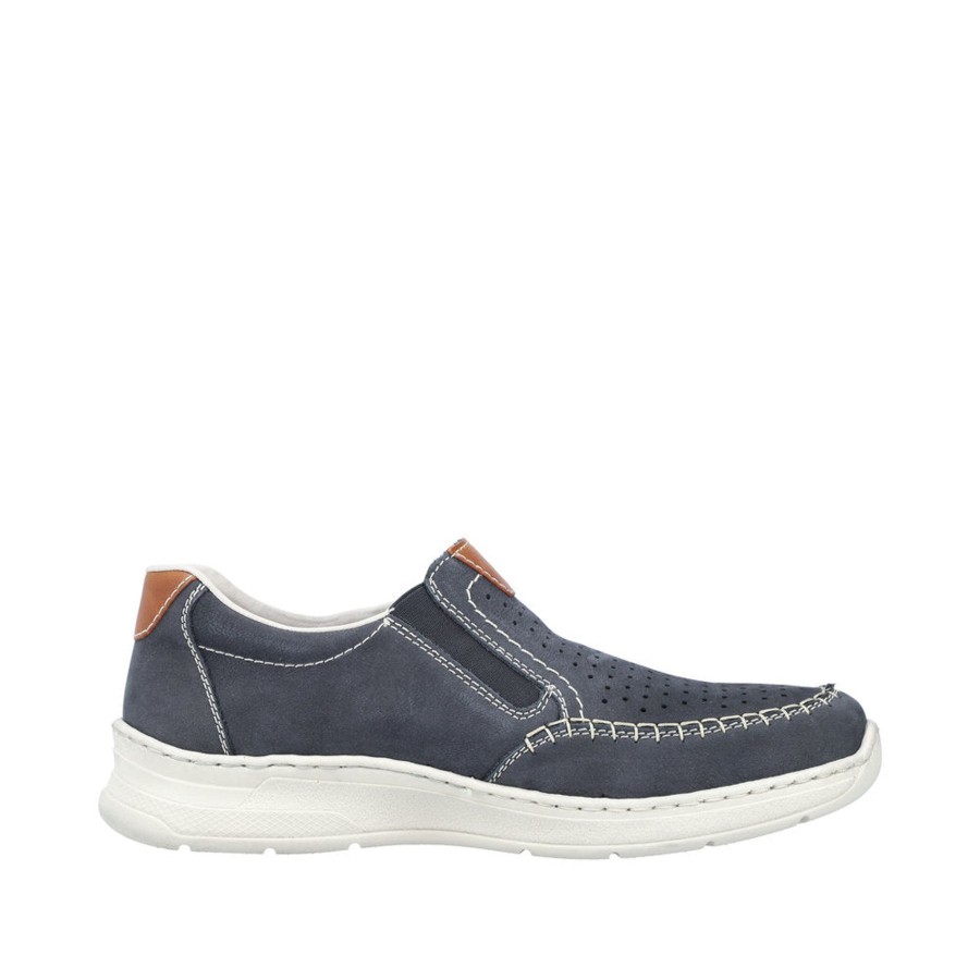 Men'S Formal And Work Shoes | Rieker Rieker Men'S Casual Slip-On Shoe 14365-14 Blue