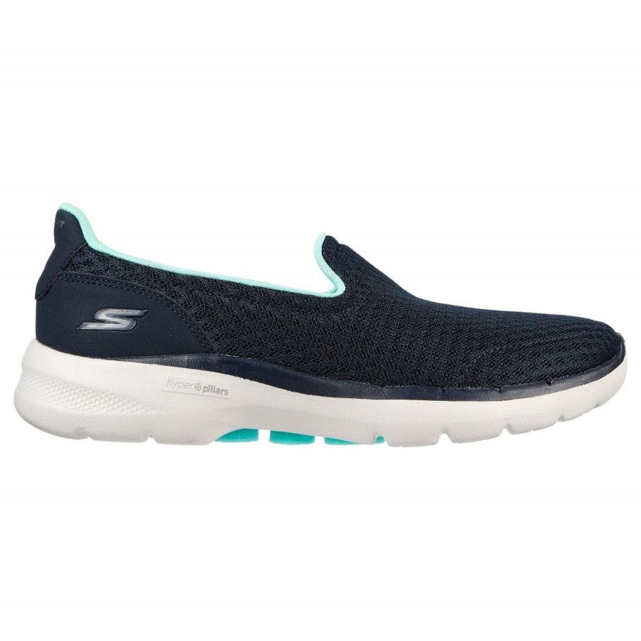 Shoes And Trainers | Skechers Skechersgowalk 6 - Big Splash Navy/Turquoise Slip-On Trainers 124508 Nvtq