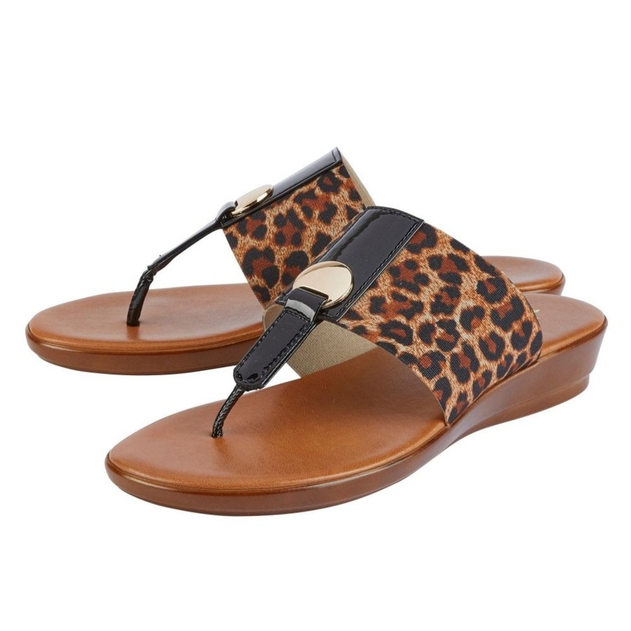 Sandals And Toe-Posts | Lotus Lotus Sandal Slip-On With Toe-Post Arna Leopard-Print