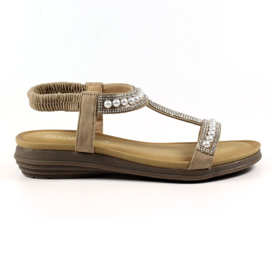 Sandals And Toe-Posts | Lunar Lunar Tancy Beige Pearl Trim Sandal Jlh078Bg