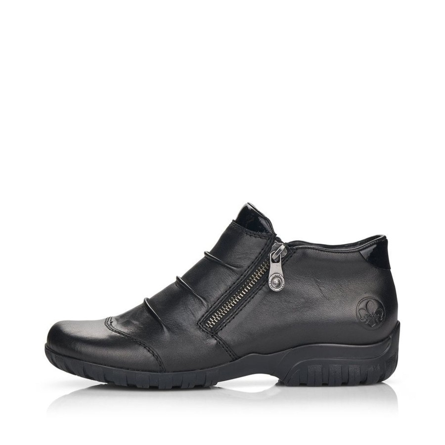 Shoes And Trainers | Rieker Rieker Ankle Boot Black L4671-00 Elastic Gusset And Zip