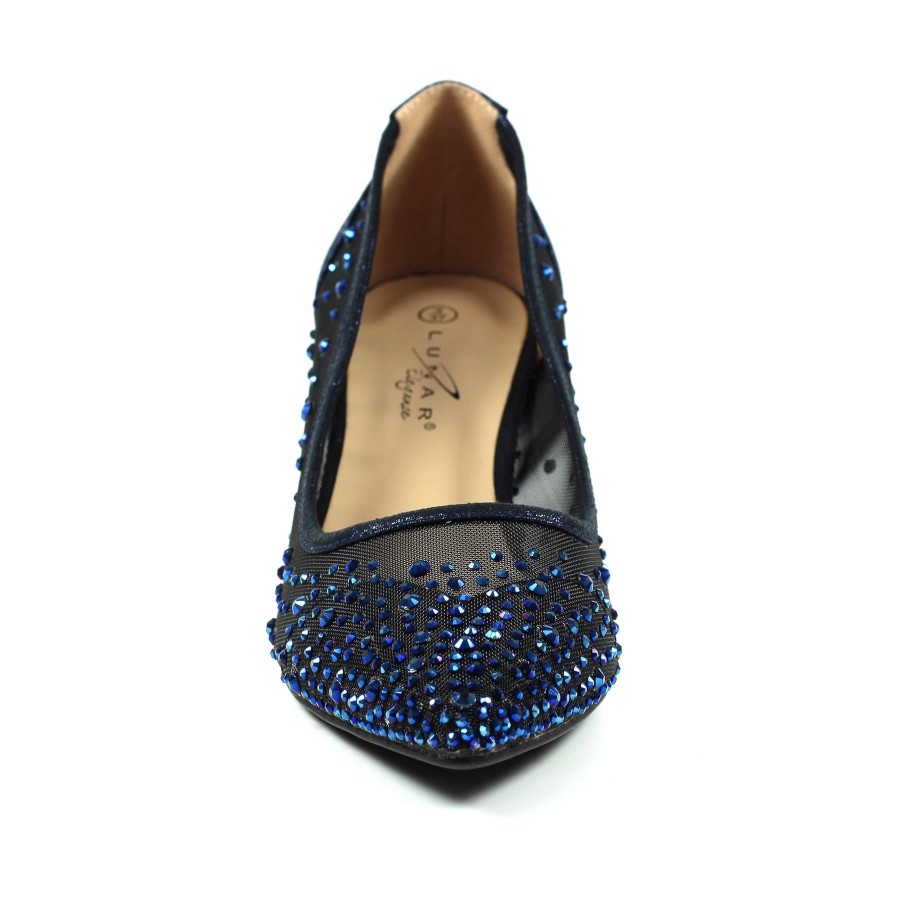 Lunar Occasion Wear And Bags | Lunar Lunar Alisha Navy Kitten Heel Gemstone Court Shoe Flr559Bl