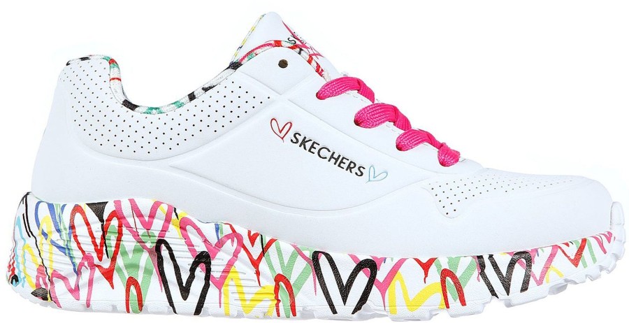 Back To School | Skechers Skechers Uno Goldcrown Trainers White 314976L Wmlt