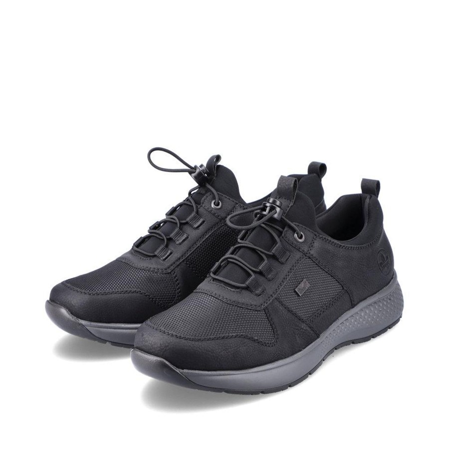 Men'S Styles | Rieker Rieker Men'S Trainer Shoe With Elastic Lace B7650-00 Black