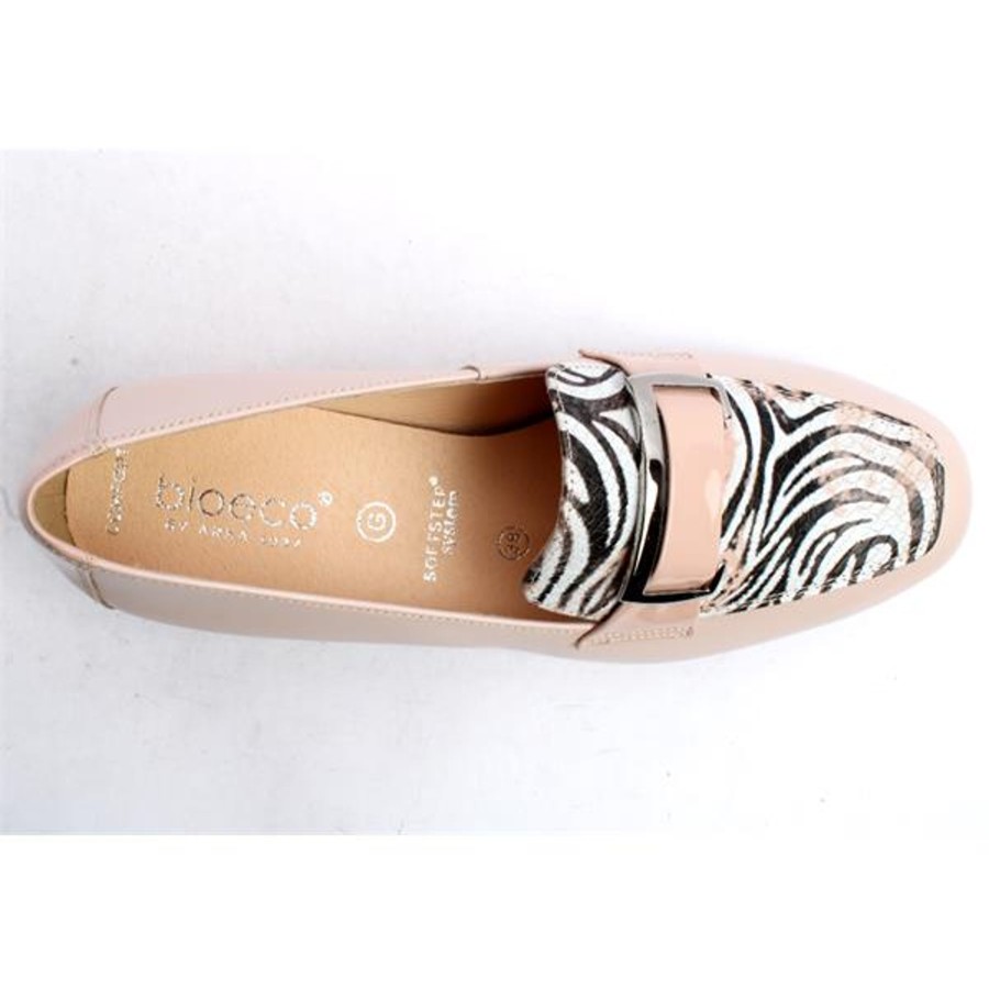 Bioeco Shoes And Matching Bags | Bioeco Bioeco 6427 Pinkleather /Print Low Heel Wide Fit Slip On Shoe 6427-2064