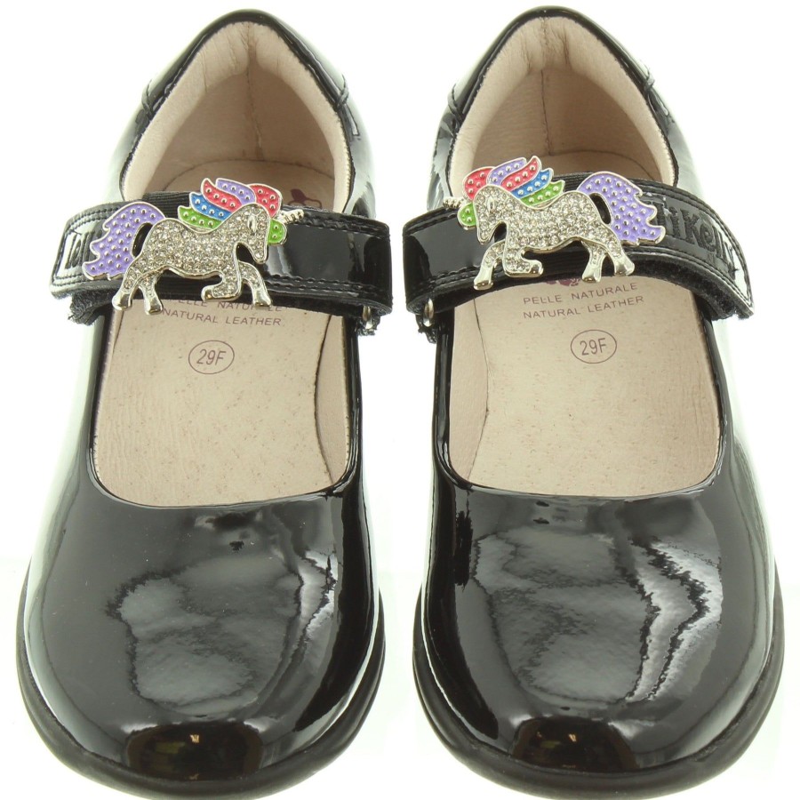 Back To School | Leli Lelli Kelly 8213 Blackpatent Blossom 2 Unicorn Trim Bar Shoe F Fitting