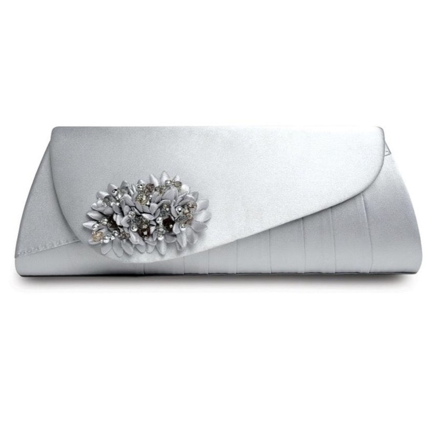 Wedding And Party Wear | Lunar Lunar Sabrina Occasion Bag Silver Grey Satin Zlr081 To Match Sabrina Shoe