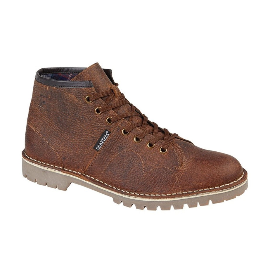 Back To School | Marlows Grafters Original Brown Waxy Leather Uni Monkey Boots B430