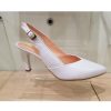 Wedding And Party Wear | Bioeco Bioeco 4009 White Leather Closed Toe Slingback Shoes Matching Bags Available