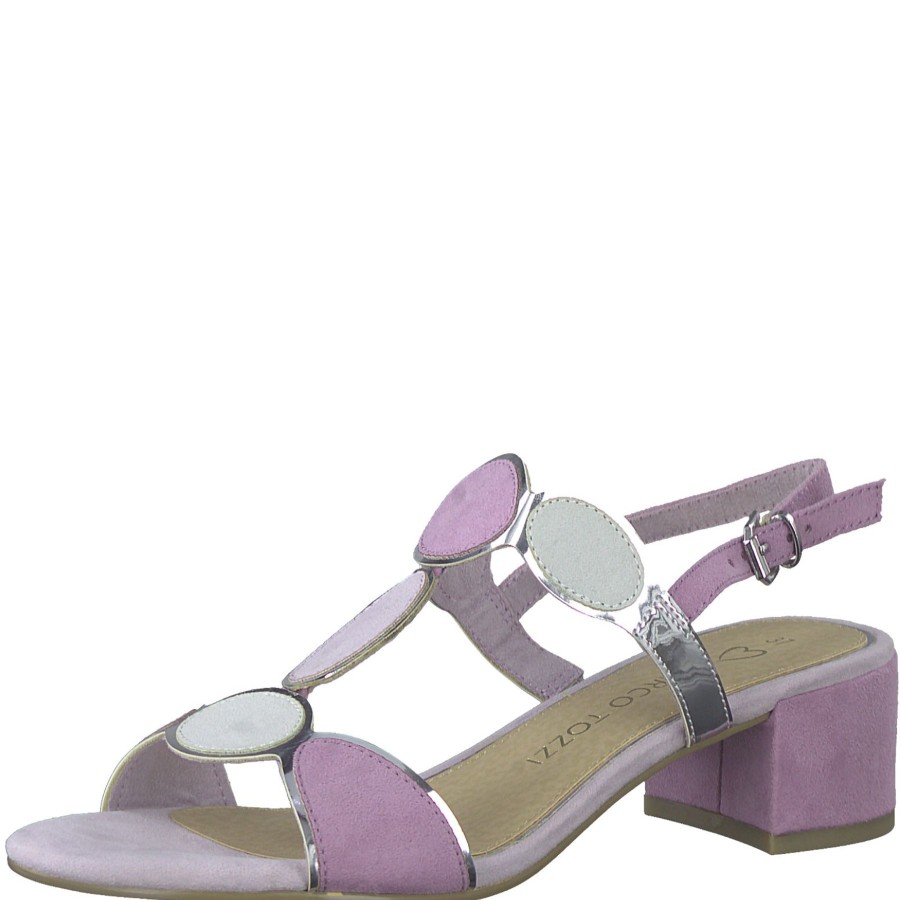 Wedding And Party Wear | Wendel Marco Tozzi 28230 Pink Combi Block Heel Sandal