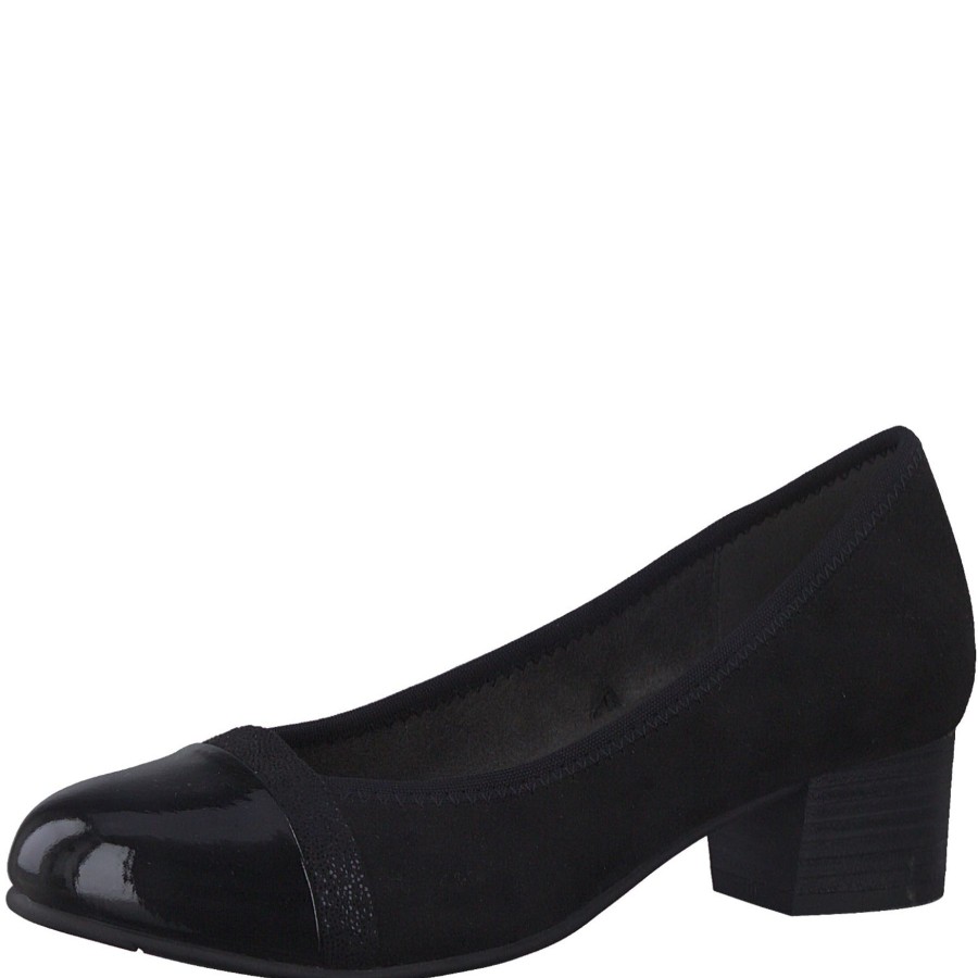 Shoes And Trainers | Jana Jana Classic Court Shoe In Wide Fitting Black 22366-001