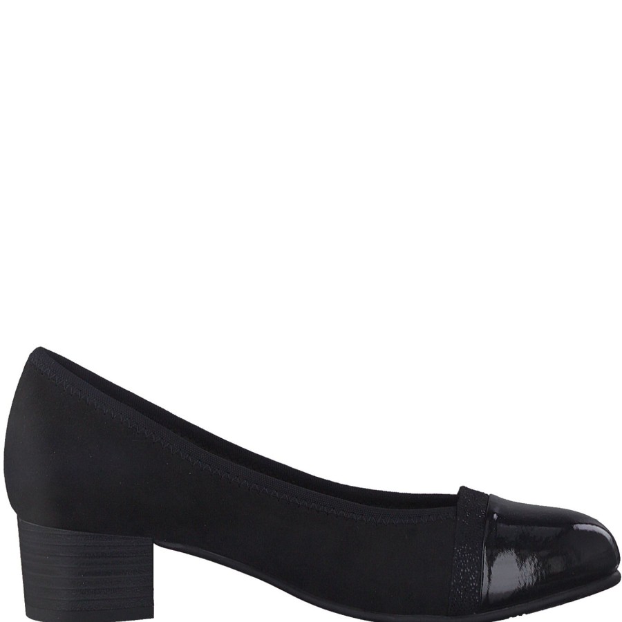 Shoes And Trainers | Jana Jana Classic Court Shoe In Wide Fitting Black 22366-001