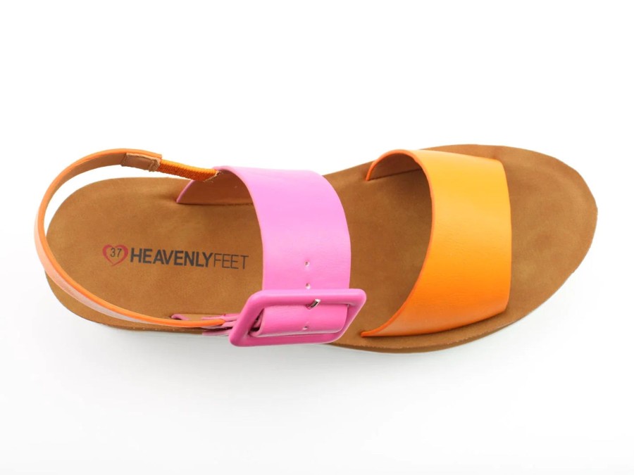 Ladies Styles | Heavenly Feet Heavenly Feet Pistachio Orange Combi Wedge Sandals