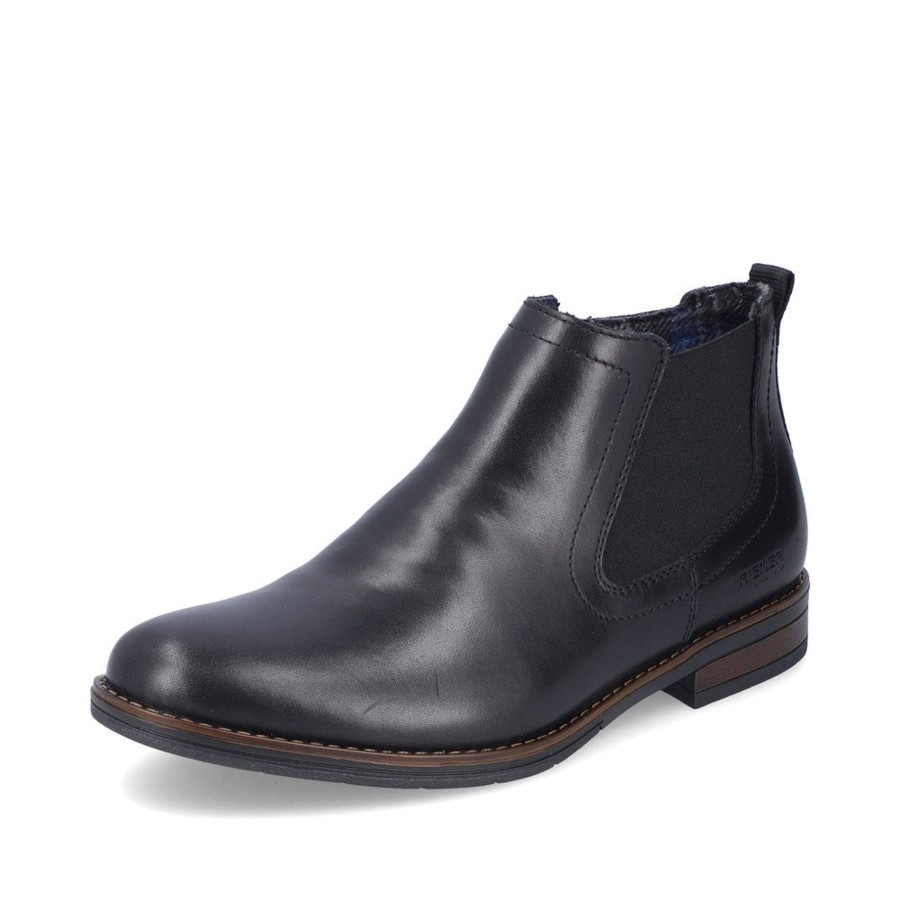 Men'S Styles | Rieker Rieker Men'S Ankle Boot With Zip In Leather Black 10374-00