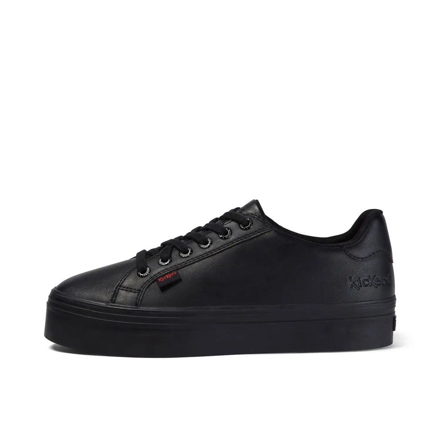 Back To School | Kickers Kickers Tovni Stack Black Leather Lace Up Shoes