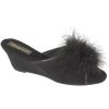 Ladies Slippers | Marlows Sleepers Anne Ls857 Black Faux Fur Trim Mule Slipper