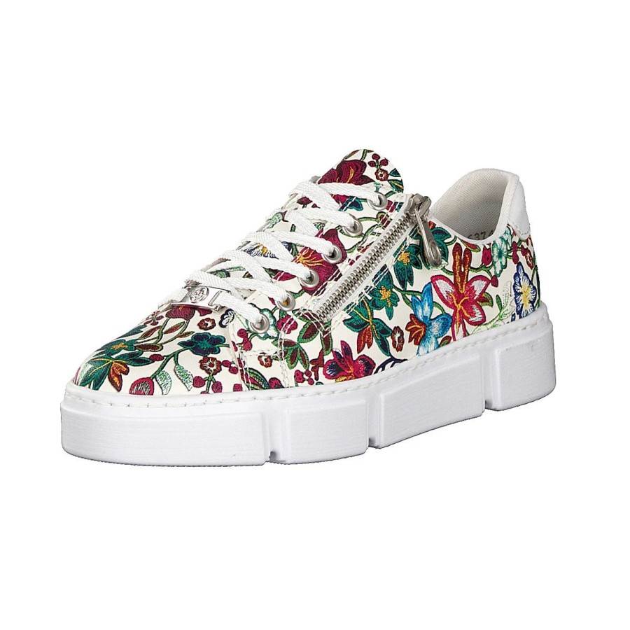 Shoes And Trainers | Rieker Rieker White Floral Lace Up Sneaker N59L1 White Floral N59L1-90