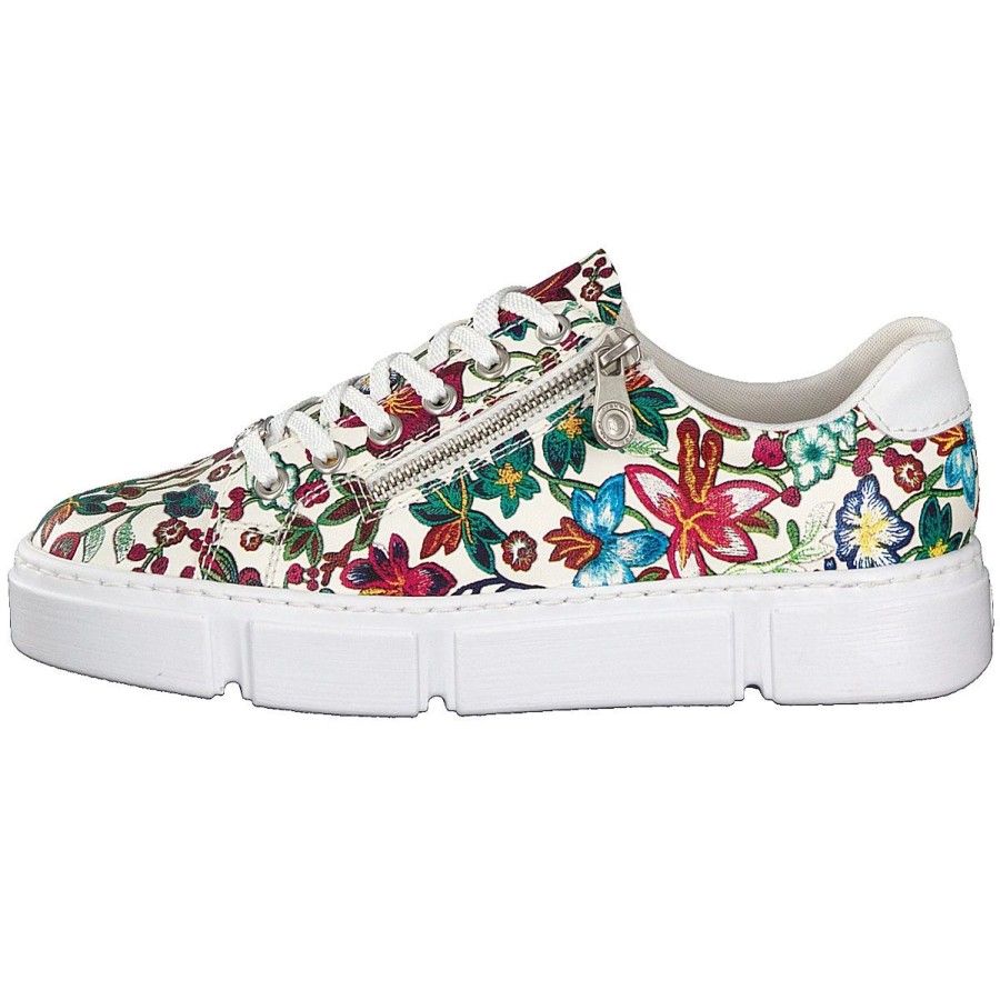 Shoes And Trainers | Rieker Rieker White Floral Lace Up Sneaker N59L1 White Floral N59L1-90