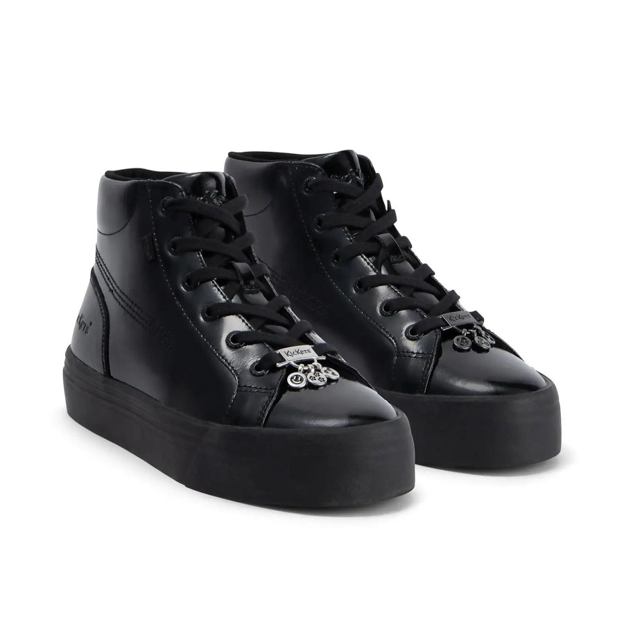 Kickers | Kickers Kickers Tovni Hi Stack Black Patent Leather Boots